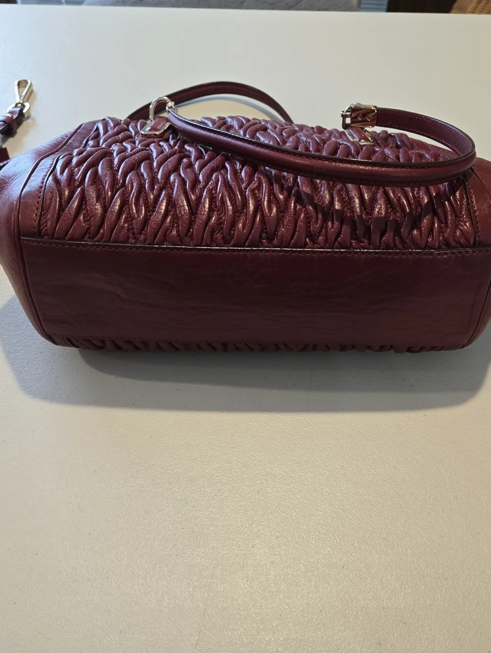 COACH Women's Quilted Satchel Bag in Burgundy